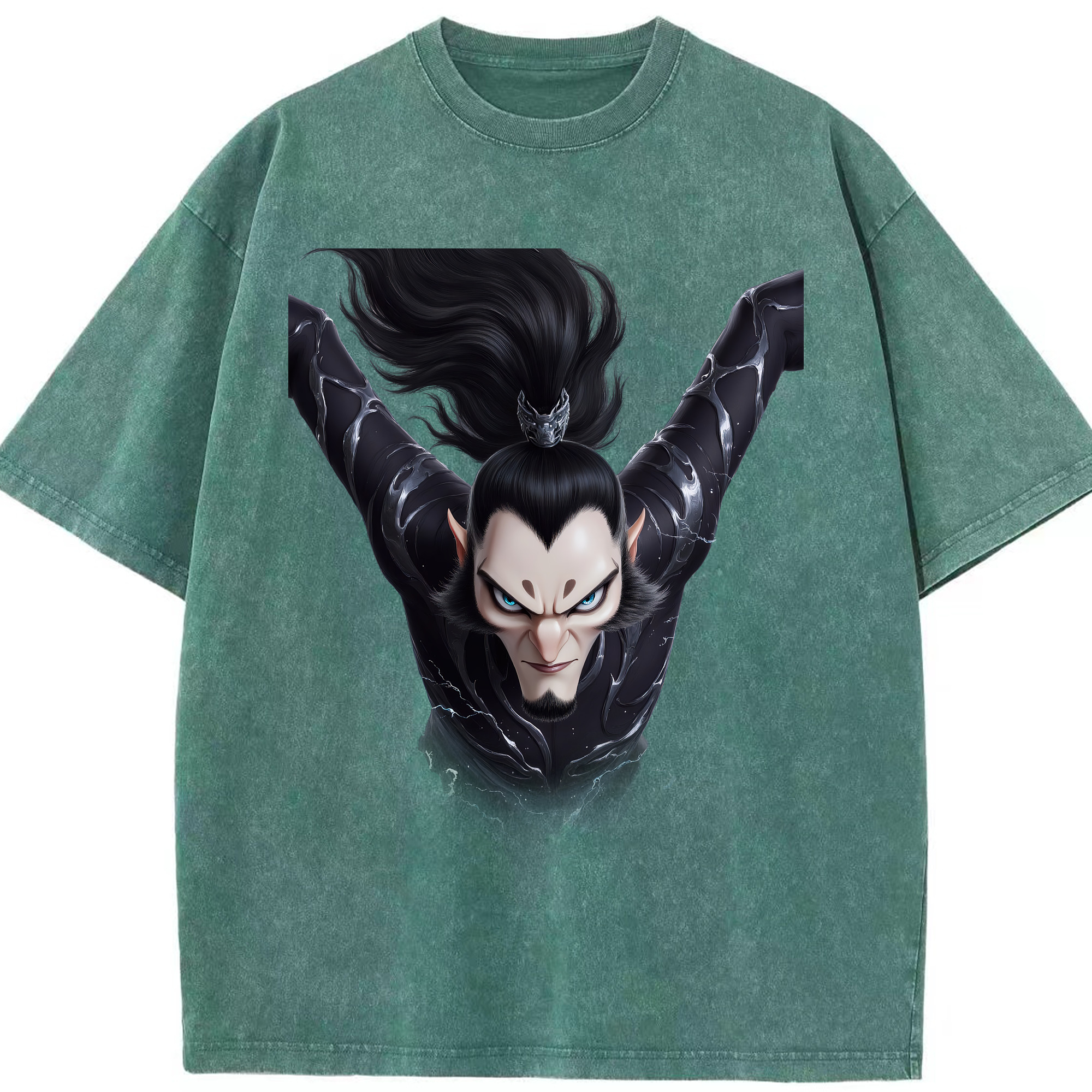 （画像用） Ne Zha 2 ナタ 魔童の大暴れ 綿100% ヴィンテージ風 半袖Tシャツ（フロントプリント）